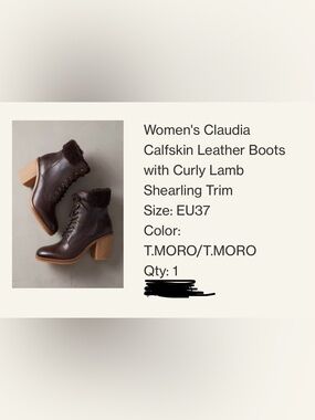 Overland Claudia calfskin leather boots with curly lamb shearling trim